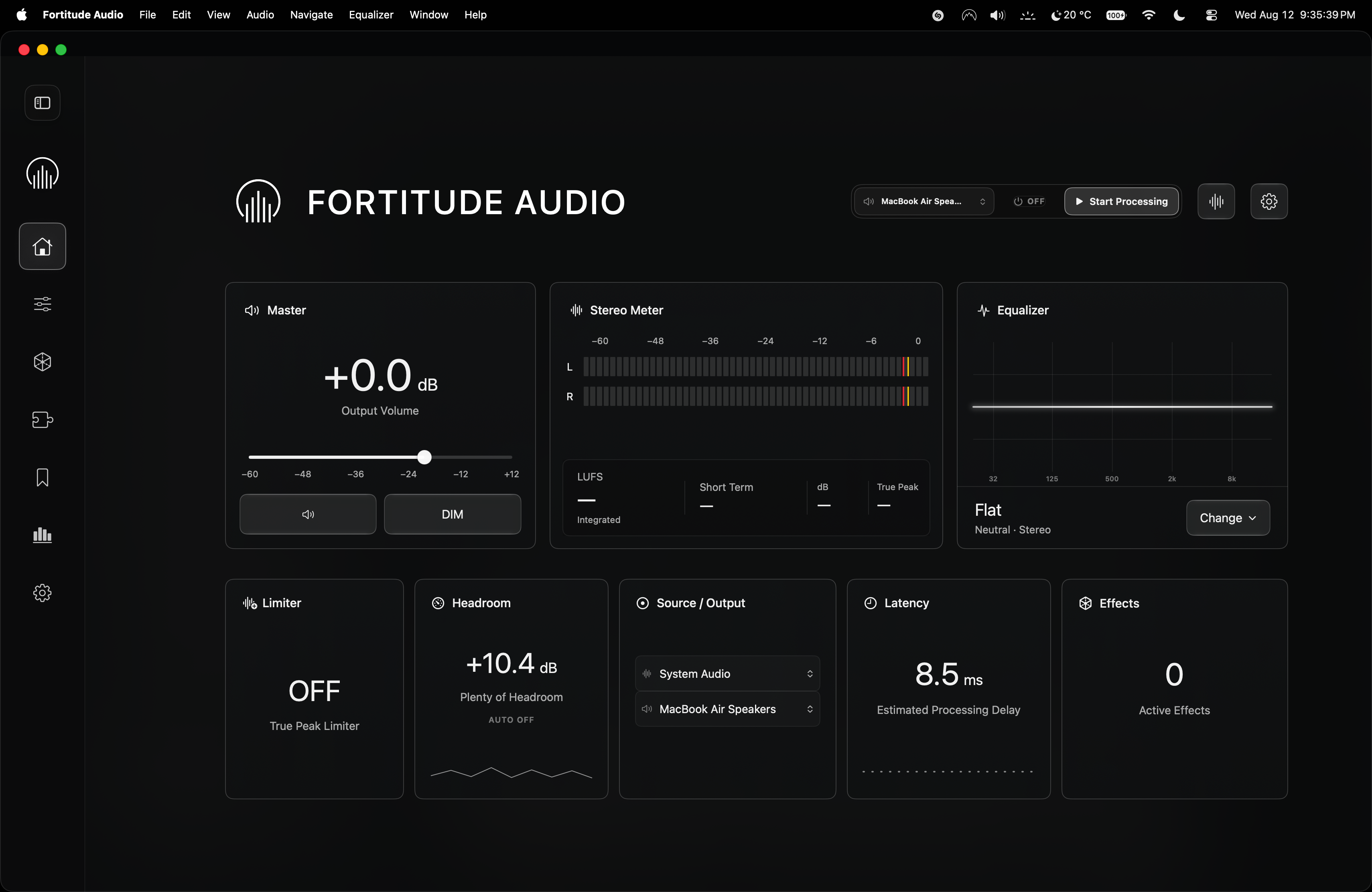 Fortitude Audio system-audio dashboard